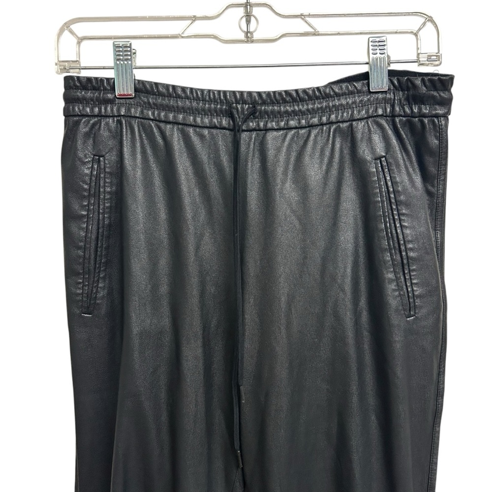 Bcbgmaxazria Black Pleather Drawstring Cropped Pa… - image 3